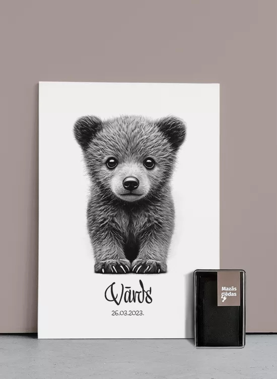 Personalized imprint set with a bear cub.