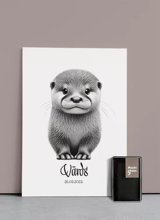 Personalized imprint set with an otter cub.